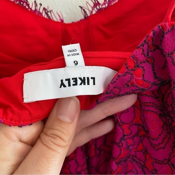 Likely Revolve Pink and Red Lace spaghetti strap cocktail dress - Picture 6 of 10